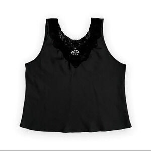 𝅺VINTAGE Black Satin Cinema Etoile Tank Top Size Large